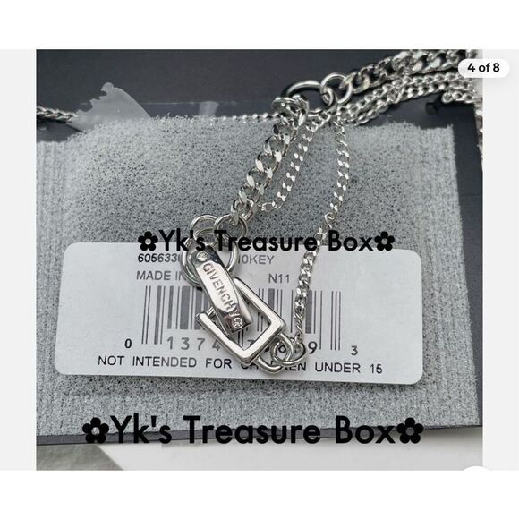 GIVENCHY SILVER NECKLACE with LIGHT BLUE STONE - Picture 6 of 6